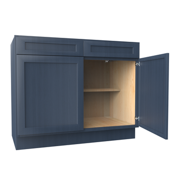 Kitchen Base Cabinets - 42W x 34-1/2H x 24D - Blue Shaker Cabinet - RTA