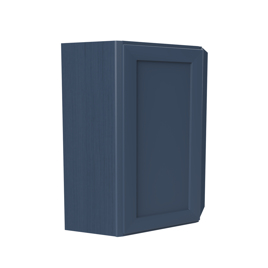 Wall Diagonal Corner Cabinet - 24W x 36H x 12D - Blue Shaker Cabinet - RTA