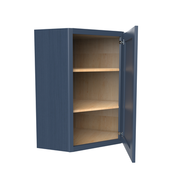 Wall Diagonal Corner Cabinet - 24W x 36H x 12D - Blue Shaker Cabinet