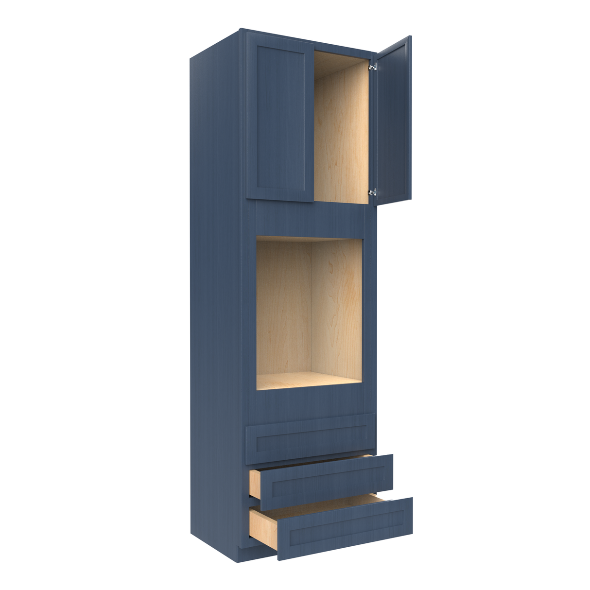 Oven Cabinet - 30W x 96H X 24D - Blue Shaker Cabinet - RTA