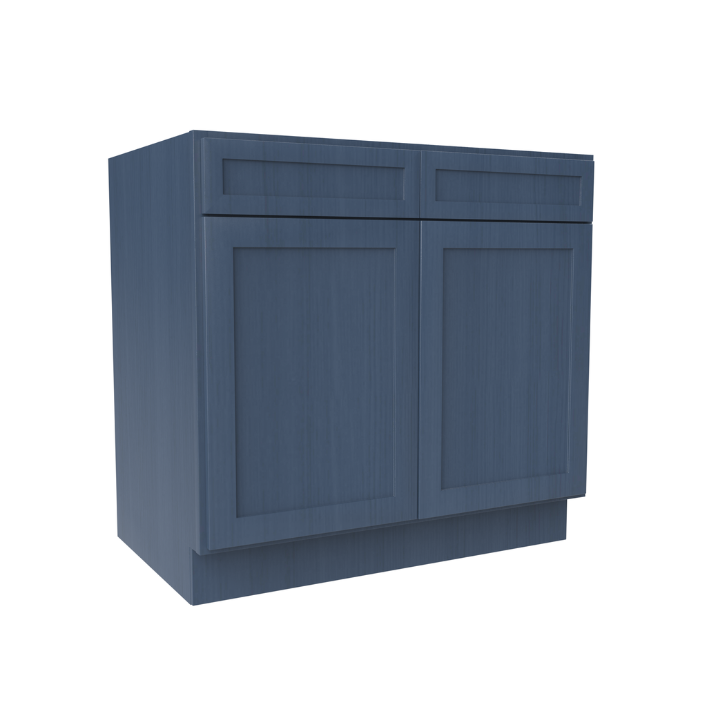 Sink Base Cabinet - 36W x 34-1/2H x 24D - Blue Shaker Cabinet - RTA