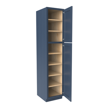 Wall Pantry Cabinet - 18W x 84H x 24D - Blue Shaker Cabinet - RTA