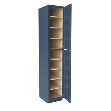 Wall Pantry Cabinet - 18W x 96H x 24D - Blue Shaker Cabinet