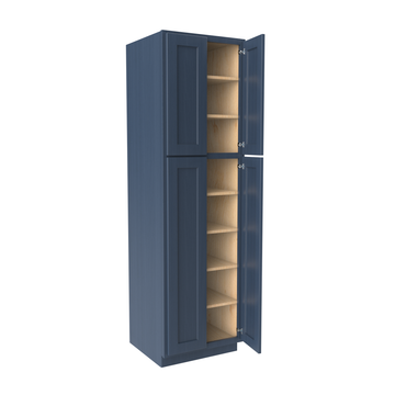 Wall Pantry Cabinet - 24W x 84H x 24D - Blue Shaker Cabinet - RTA
