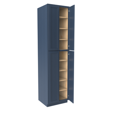 Wall Pantry Cabinet - 24W x 96H x 24D - Blue Shaker Cabinet - RTA