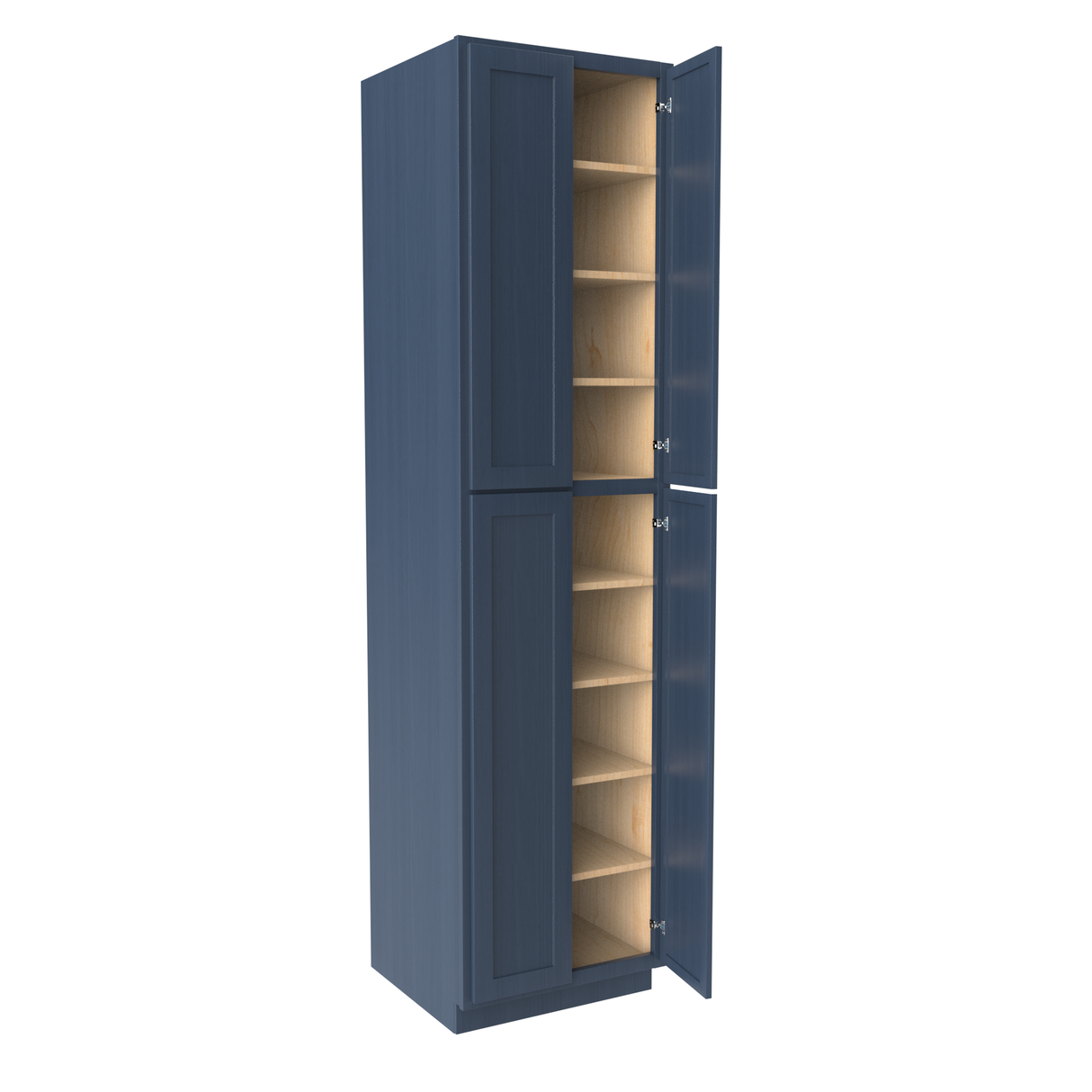 Wall Pantry Cabinet - 24W x 96H x 24D - Blue Shaker Cabinet - RTA