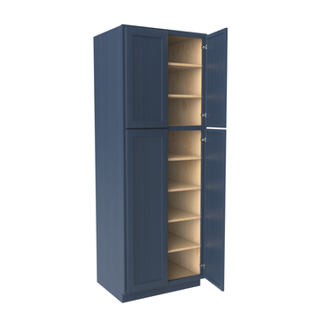 Wall Pantry Cabinet - 30W x 84H x 30D - Blue Shaker Cabinet - RTA