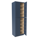 Wall Pantry Cabinet - 30W x 96H x 30D - Blue Shaker Cabinet - RTA