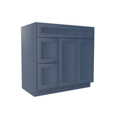 Vanity Sink Base - 36W x 34 1/2 x 21D - 1D, 2 Right DRW - Blue Shaker Cabinet - RTA