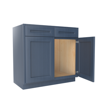 Vanity Sink Base Cabinet - 36W x 34 1/2H x 21D - Blue Shaker Cabinet