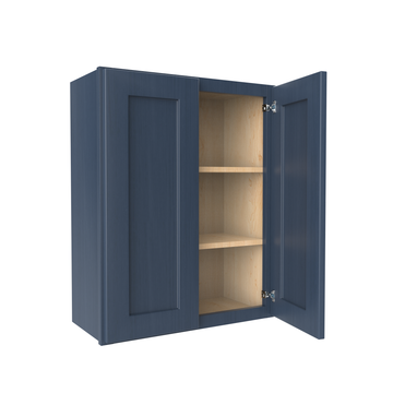 Wall Kitchen Cabinet - 24W x 30H x 12D - Blue Shaker Cabinet - RTA