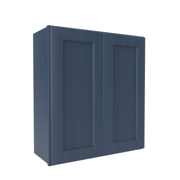 Wall Kitchen Cabinet - 27W x 30H x 12D - Blue Shaker Cabinet - RTA