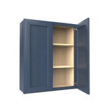 Wall Kitchen Cabinet - 30W x 36H x 12D - Blue Shaker Cabinet - RTA