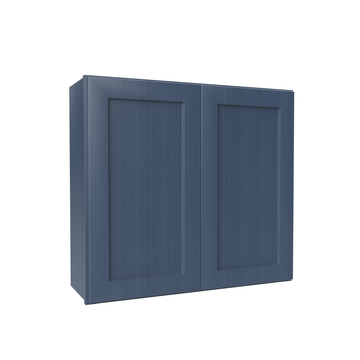 Wall Kitchen Cabinet - 33W x 30H x 12D - Blue Shaker Cabinet - RTA