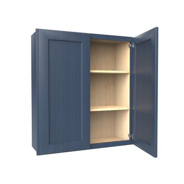 Wall Kitchen Cabinet - 33W x 36H x 12D - Blue Shaker Cabinet