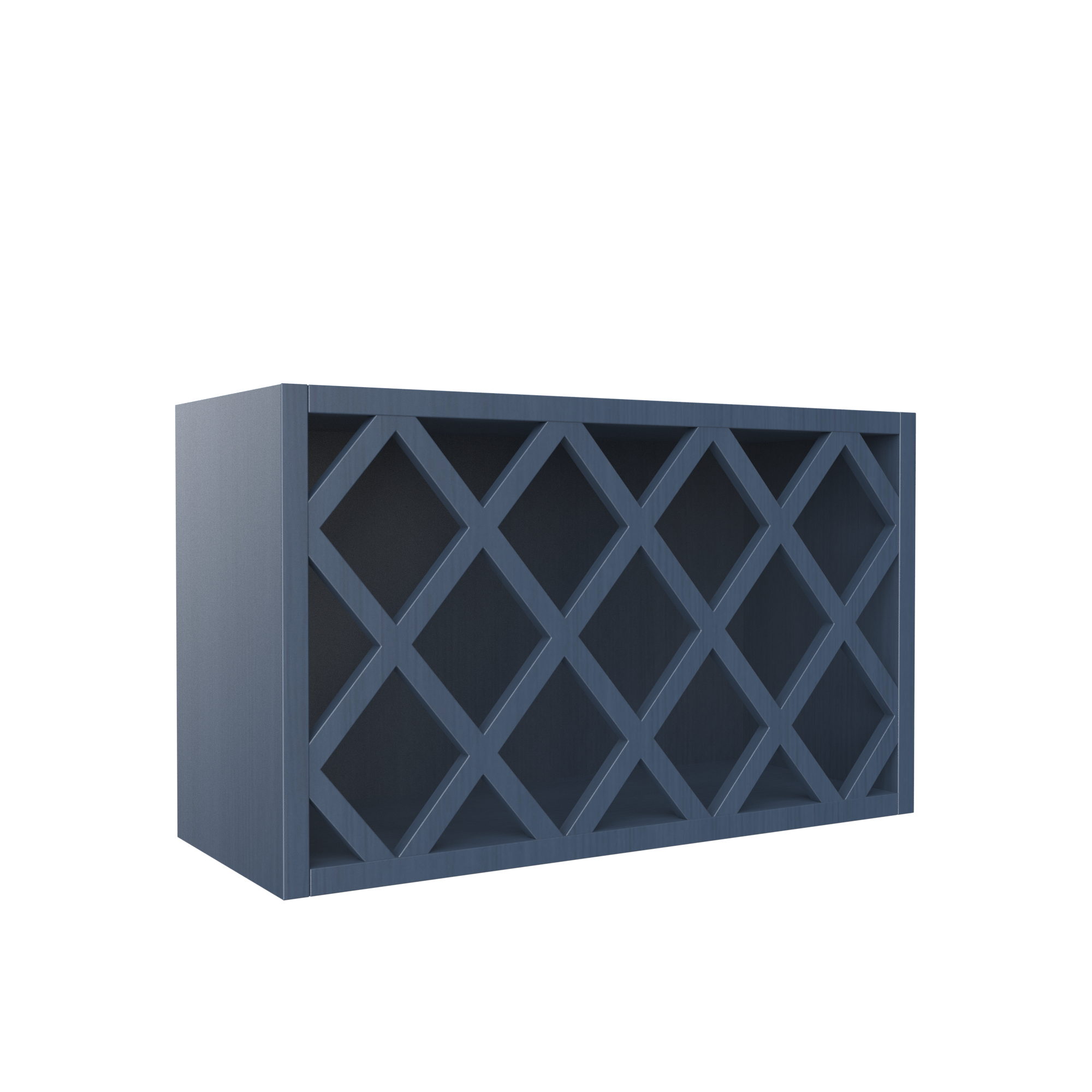 Wall Wine Rack Cabinet - 30W x 18H x 12D - Blue Shaker Cabinet