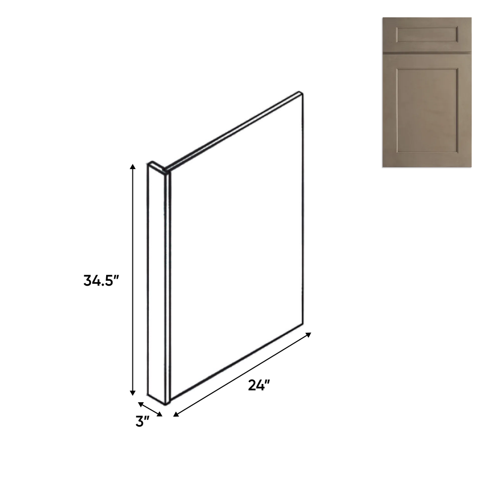 Newport Millstone - Base End Panel - 3"W x 24"D x 34 1/2"H - Pre Assembled