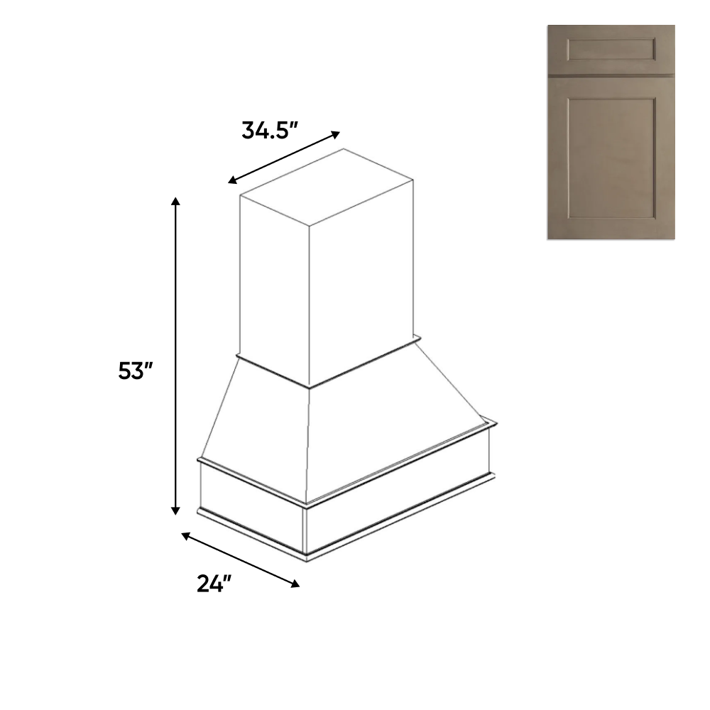 Newport Millstone - Chimney Hood - 34.5"W x 53"H x 24"D - NME-CH36 - Pre Assembled