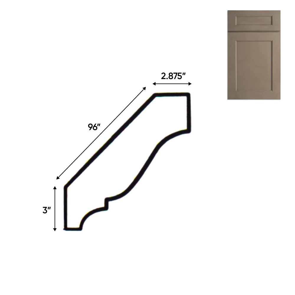 Newport Millstone - Crown Moldings - 96"W x 3"H x 3"D - Pre Assembled