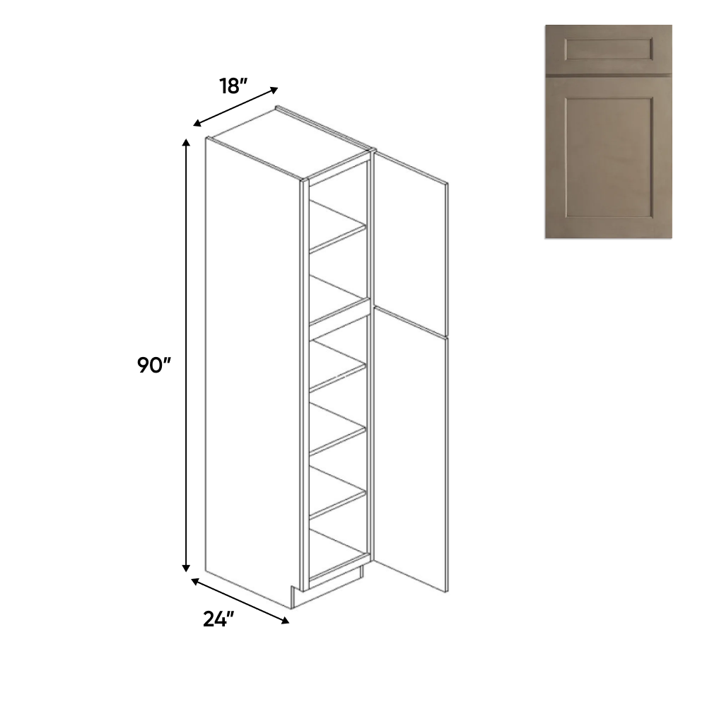 Newport Millstone - Single Door Pantry Cabinets - 18"W x 90"H x 24"D - Pre Assembled