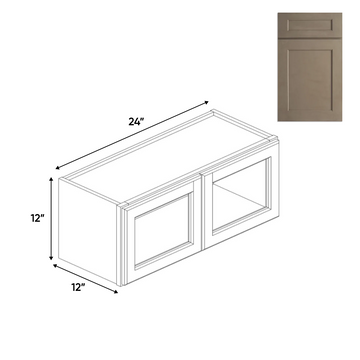 RTA - Newport Millstone - Double Glass Door Wall Cabinets - 24