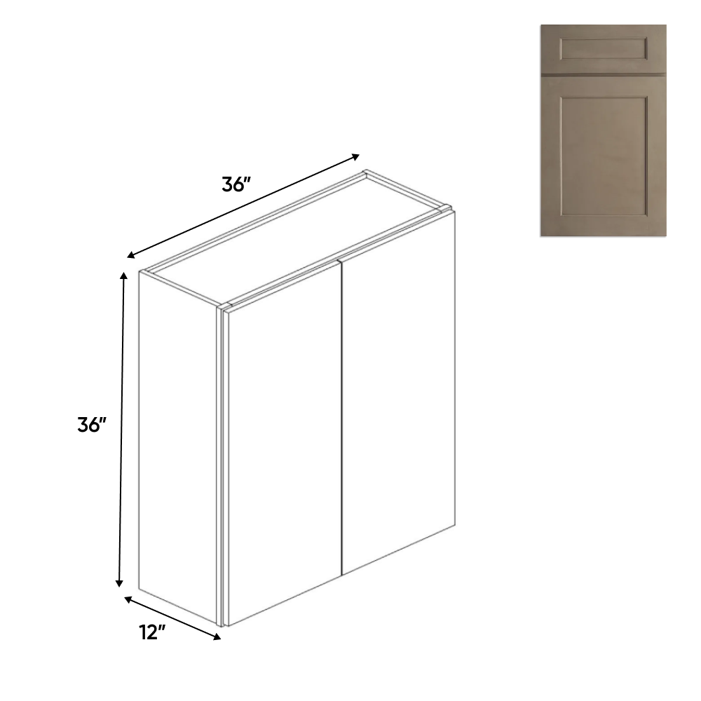 RTA - Newport Millstone - 36" Height Double Door Wall Cabinets - 36"W x 36"H x 24"D