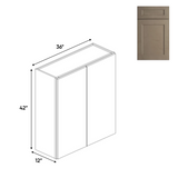 RTA - Newport Millstone - 42"Height Double Door Wall Cabinets - 36"W x 42"H x 12"D