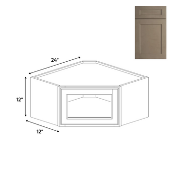 Newport Millstone - Diagonal Corner Glass Door Wall Cabinets - 24