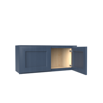 Wall Kitchen Cabinet - 36W x 15H x 12D - Blue Shaker Cabinet