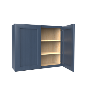 Wall Kitchen Cabinet - 36W x 30H x 12D - Blue Shaker Cabinet - RTA