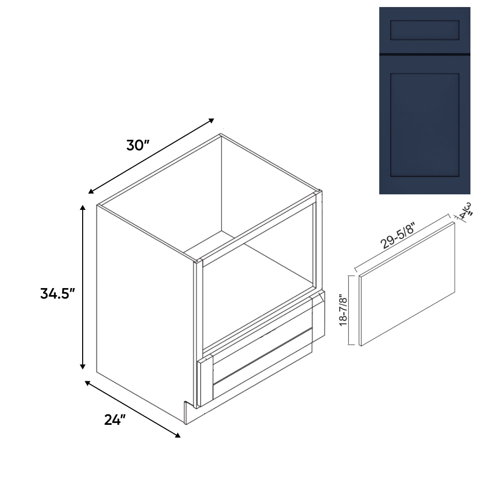 RTA - Navy Shaker - Base Microwave Cabinet - 30"W x 34.5"H x 24"D - NS-B30MW