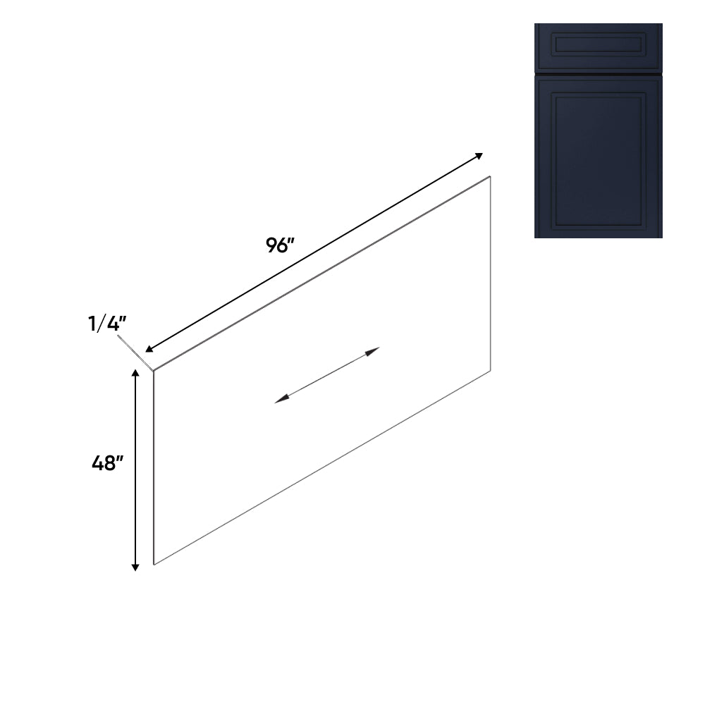 RTA - Elegant Shaker Navy - 96"W x 48"H - Base Panel Skin Single Side Finished