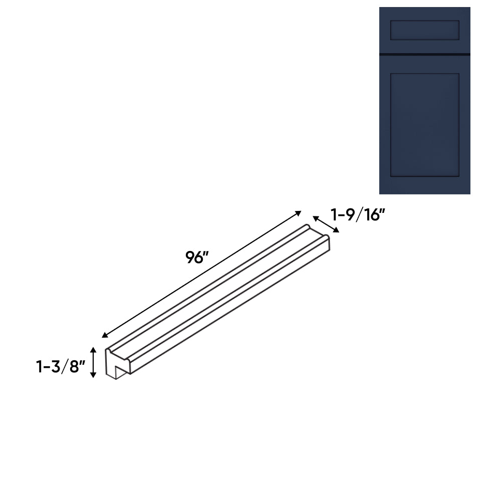 RTA - Navy Shaker - Light Molding - 96"W x 1 3/8"H x 1 9/16"D - NS-LM8