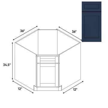 RTA - Navy Shaker - Base Diagonal Corner Sink Cabinet - 36"W x 34.5"H x 36"D - NS-NCSB36