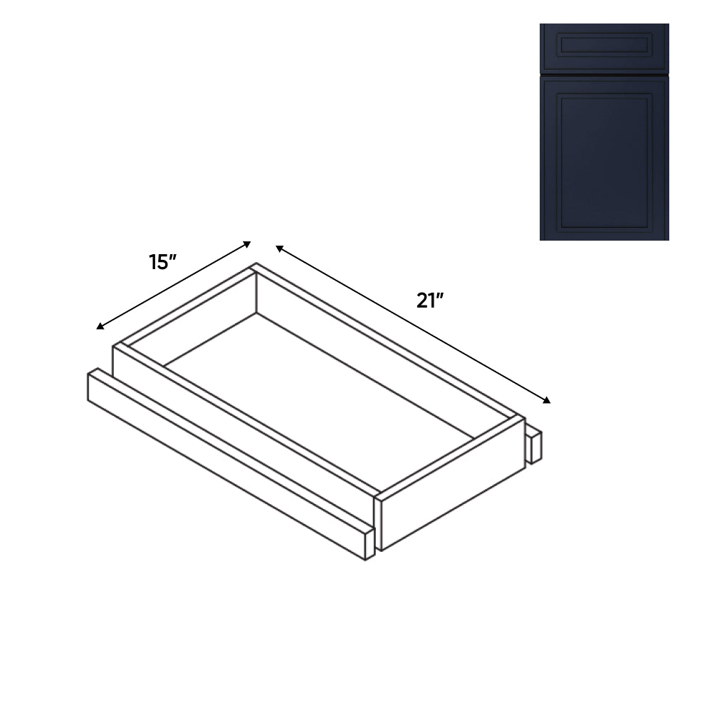 RTA - Elegant Shaker Navy - Base Roll Out Tray - 11"W x 4.25"H x 21"D