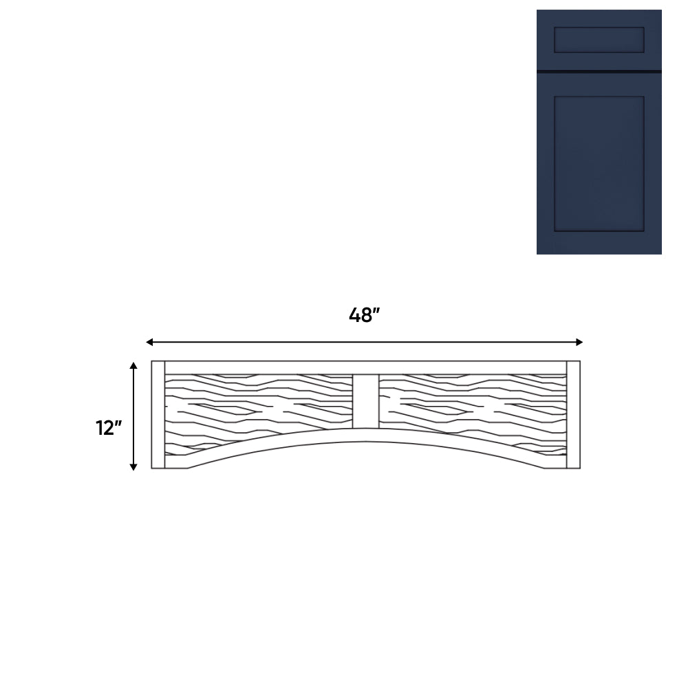 RTA - Navy Shaker - 48"W x 12"H - Valance (Raised Wood Panel) - 48"W x 12"H - NS-VAD48