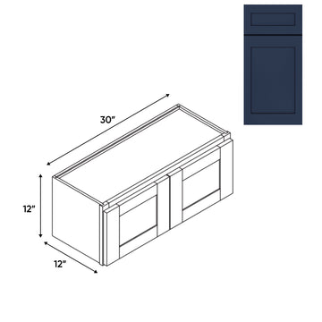 RTA - Navy Shaker - Wall High Cabinets with 2 Door - 30