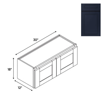 RTA - Elegant Shaker Navy - Wall High Cabinets with 2 Door - 30