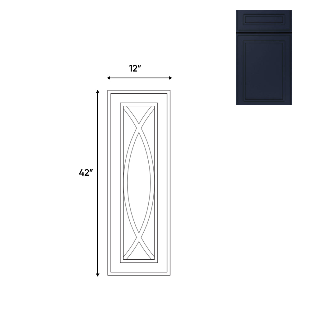 RTA - Elegant Shaker Navy - 12"W x 42"H -Wall Decoration Glass Door