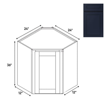 RTA - Elegant Shaker Navy - Wall Diagonal Corner - 1 Door 2 Shelf - 24