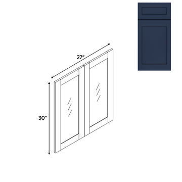 RTA - Navy Shaker - Wall Molding Glass Door with 2 Door - 27