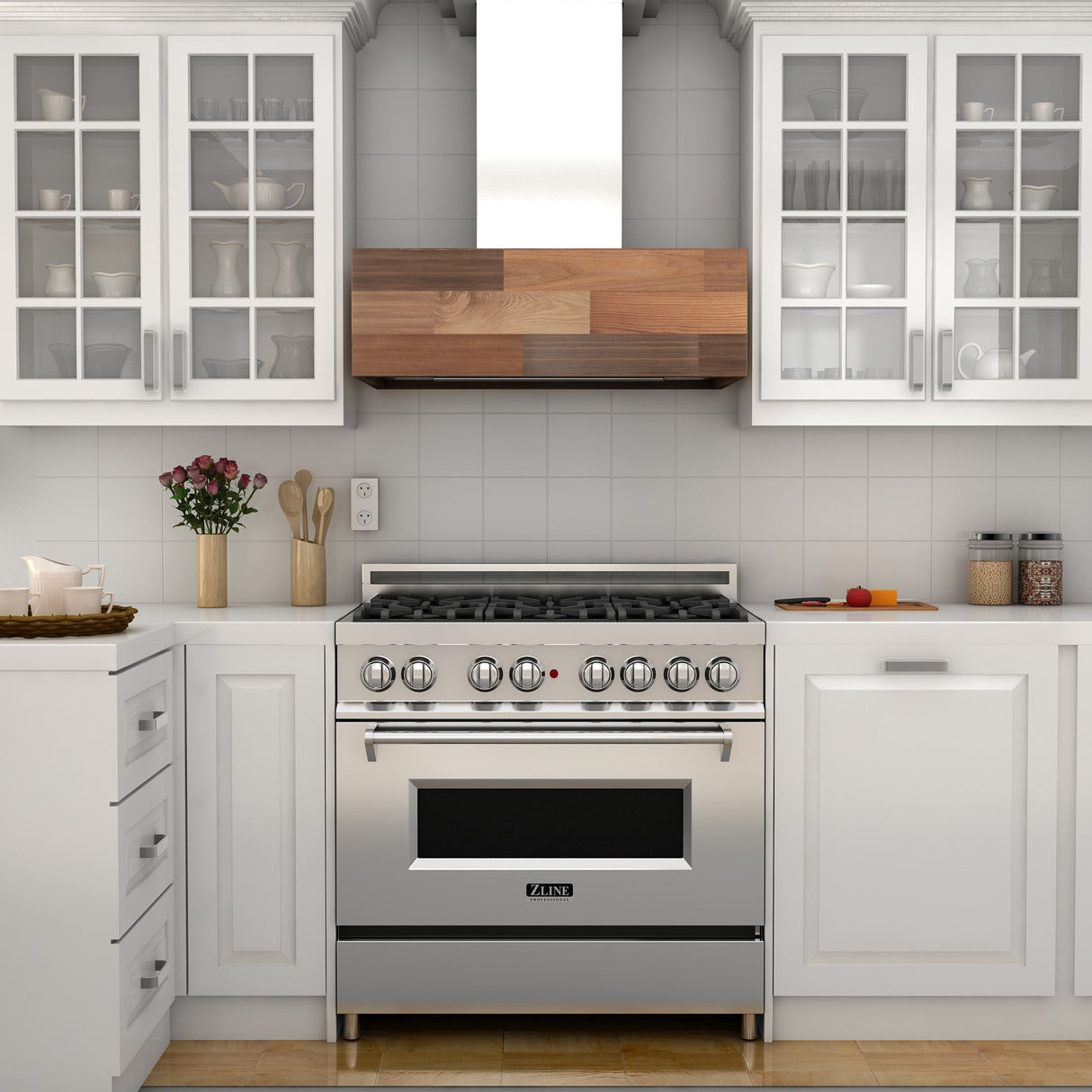 ZLINE 36 in. Remote Blower Ducted Designer Series Wooden Wall Mount Range Hood in Butcher Block (681W-RS-36-400)