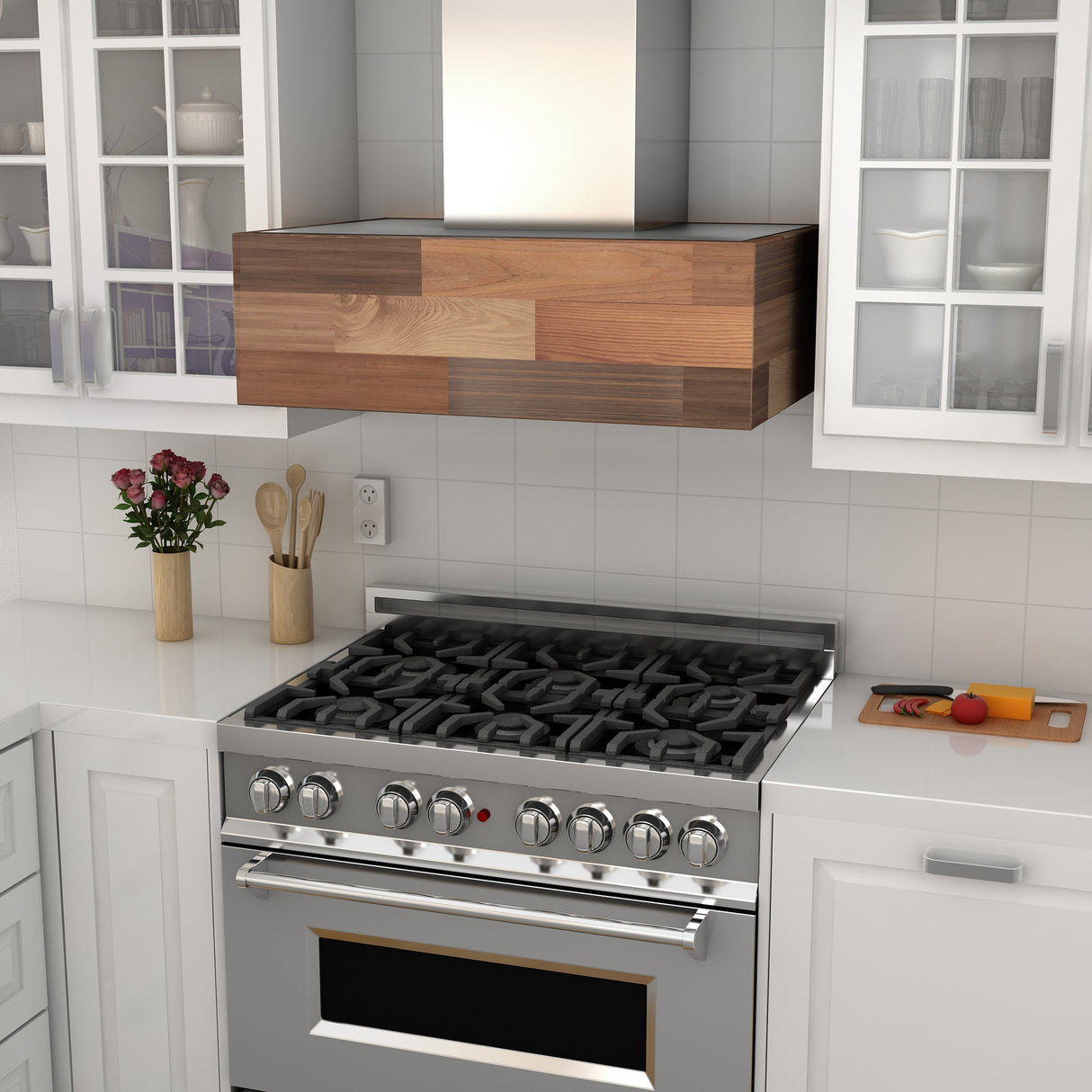 ZLINE 36 in. Remote Blower Ducted Designer Series Wooden Wall Mount Range Hood in Butcher Block (681W-RS-36-400)