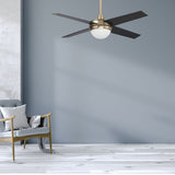 Neva 52" In. Gold/Black 4 Blade Smart Ceiling Fan with LED Light Kit Works with Smart Wall Switch, Google Assistant/Alexa/Siri