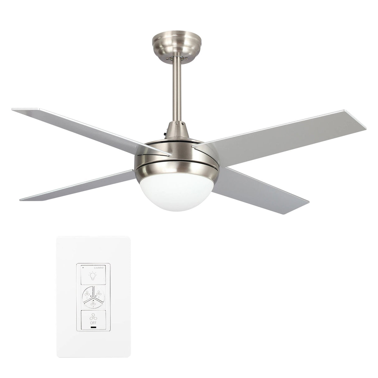 Nova 48" In. 4 Blade Smart Ceiling Fan with LED Light Kit Works with Wall control, Wi-Fi apps and Voice control via Google Assistant/Alexa/Siri