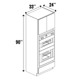RTA - Carbon Frozen Wood Textured - Tall Oven Cabinet - 33"W x 90"H x 24"D - Frameless Cabinet
