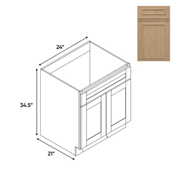 RTA - Elegant Shaker Oak - Vanity Cabinets with 2 Door - 24