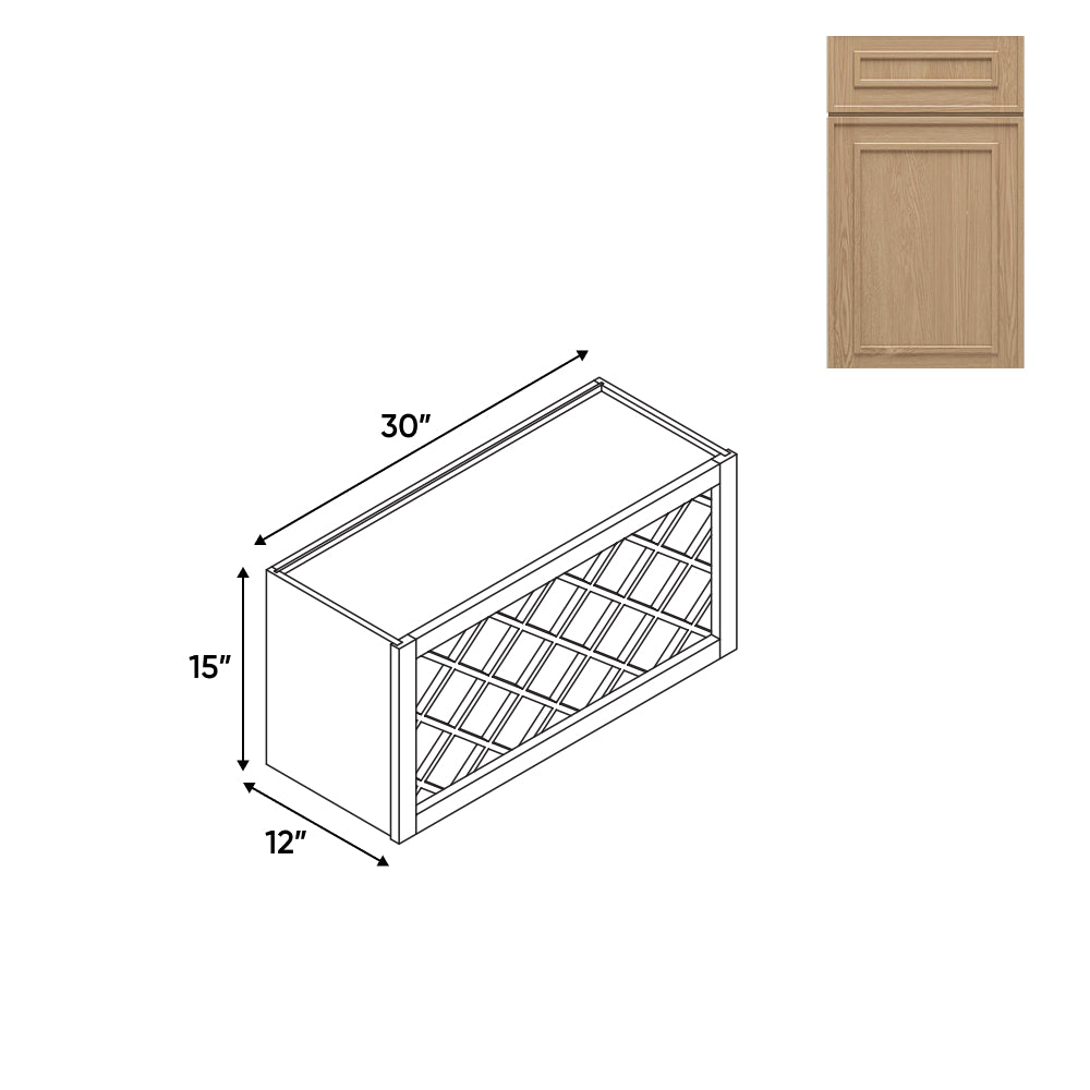 RTA - Elegant Shaker Oak - Wine Rack - 30"W x 15"H x 12"D