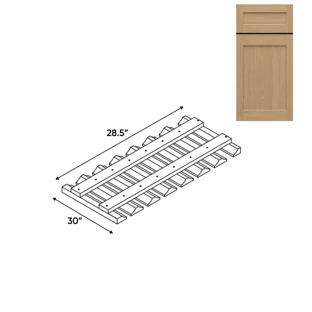 RTA - Oak Shaker - 30" - Wall Glass Rack - 30"W x 2"H x 12"D - OS-30GR