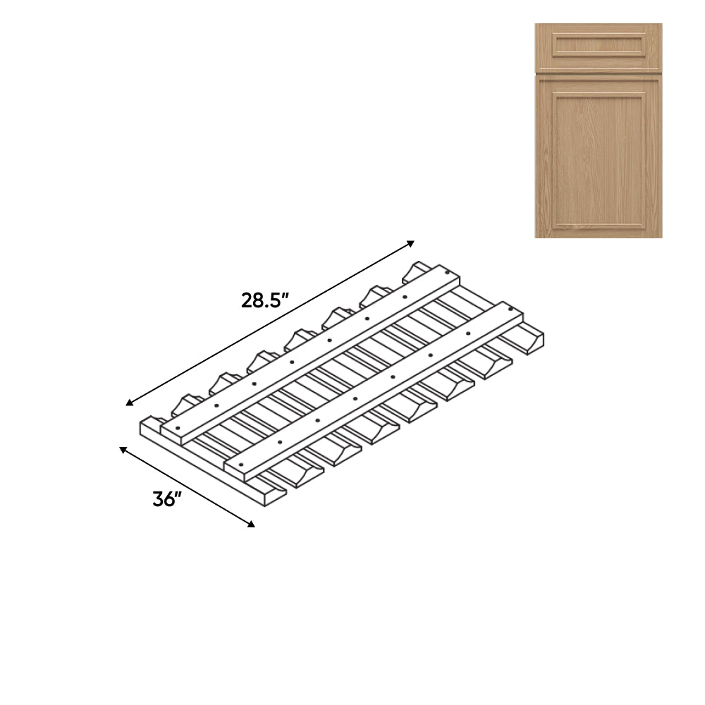 RTA - Elegant Shaker Oak - 36" - Wall Glass Rack- 36"W x 2"H x 12"D